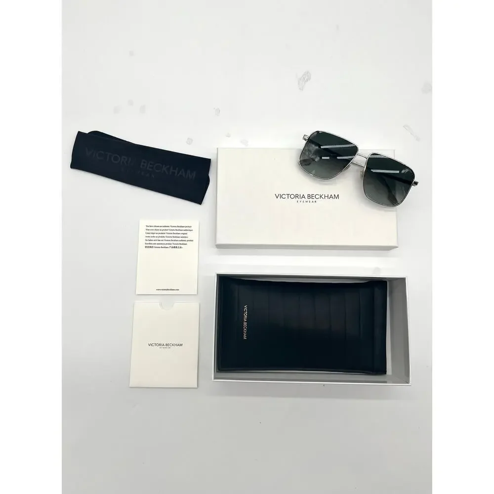 VICTORIA BECKHAM NEW Coin-Edge Navigator Sunglasses, Full Inclusion, Silver
